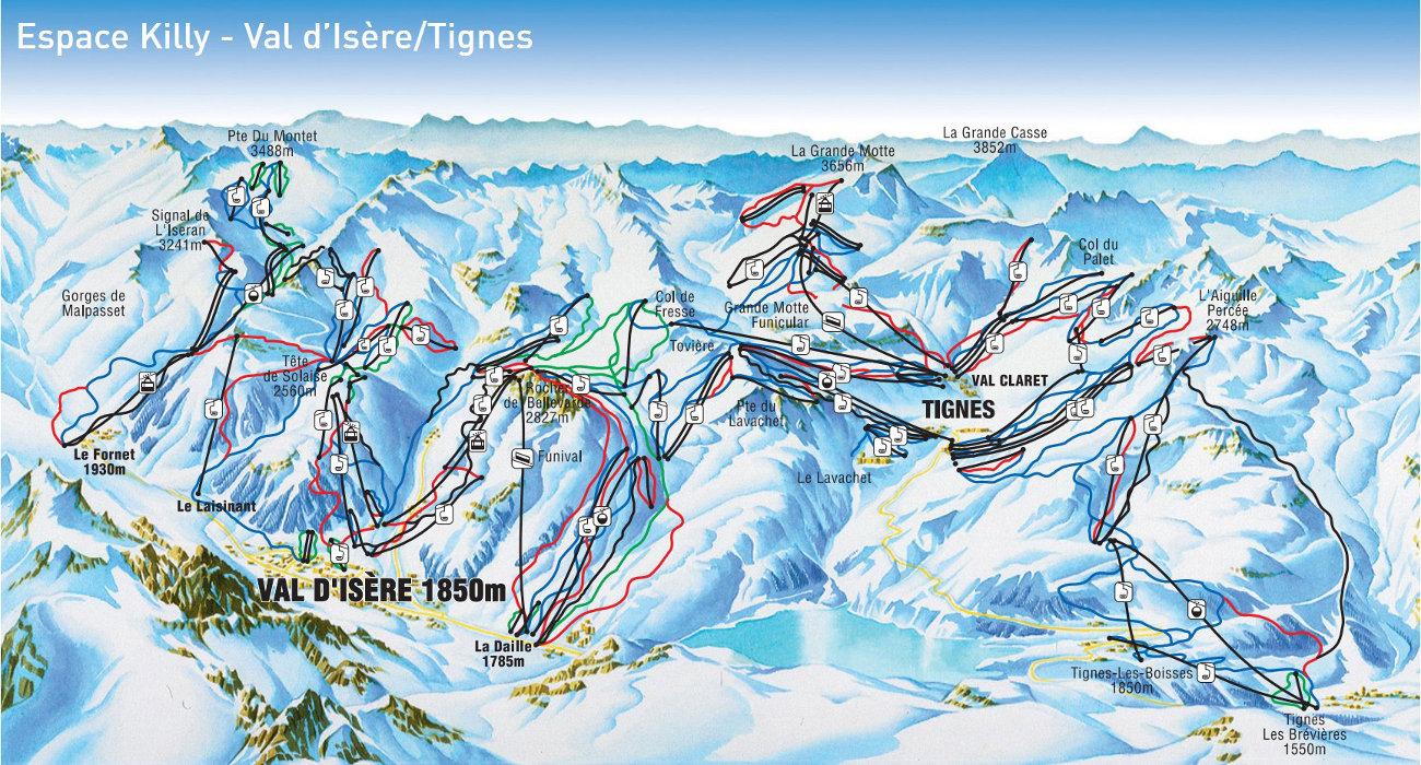 Mappa delle piste di Espace Killy
