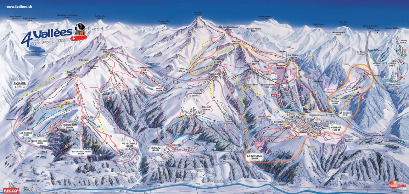 Mappa delle piste di Verbier
