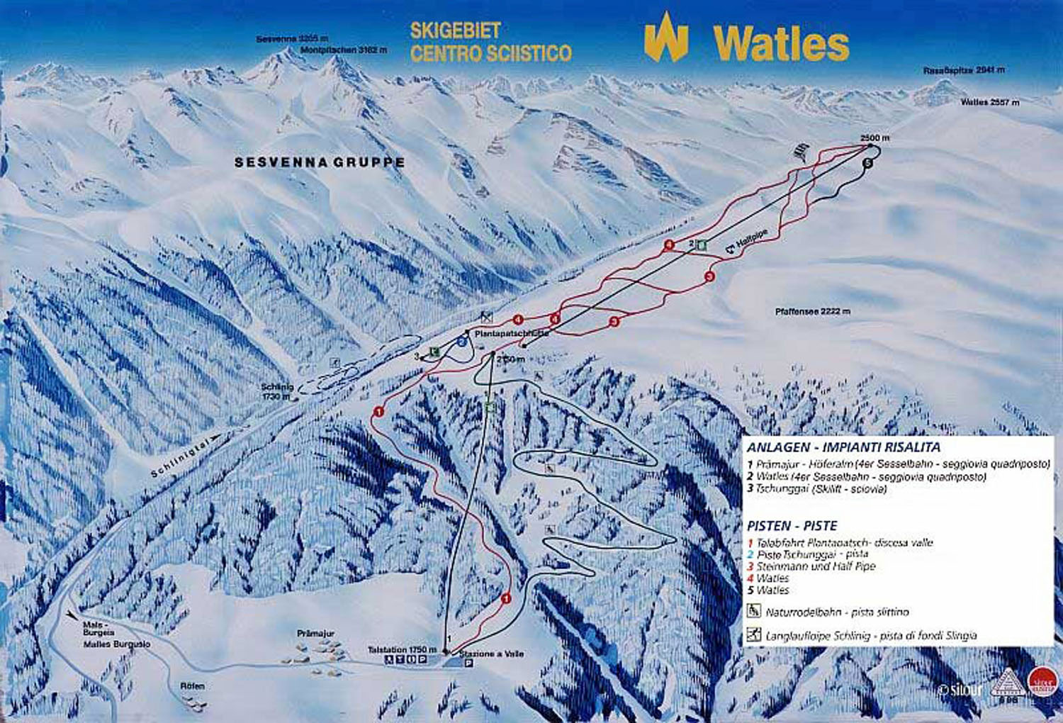 Mappa delle piste di Watles