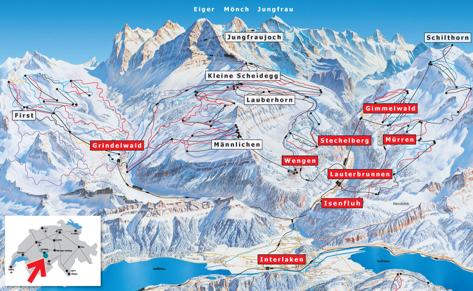 Mappa delle piste di Wengen