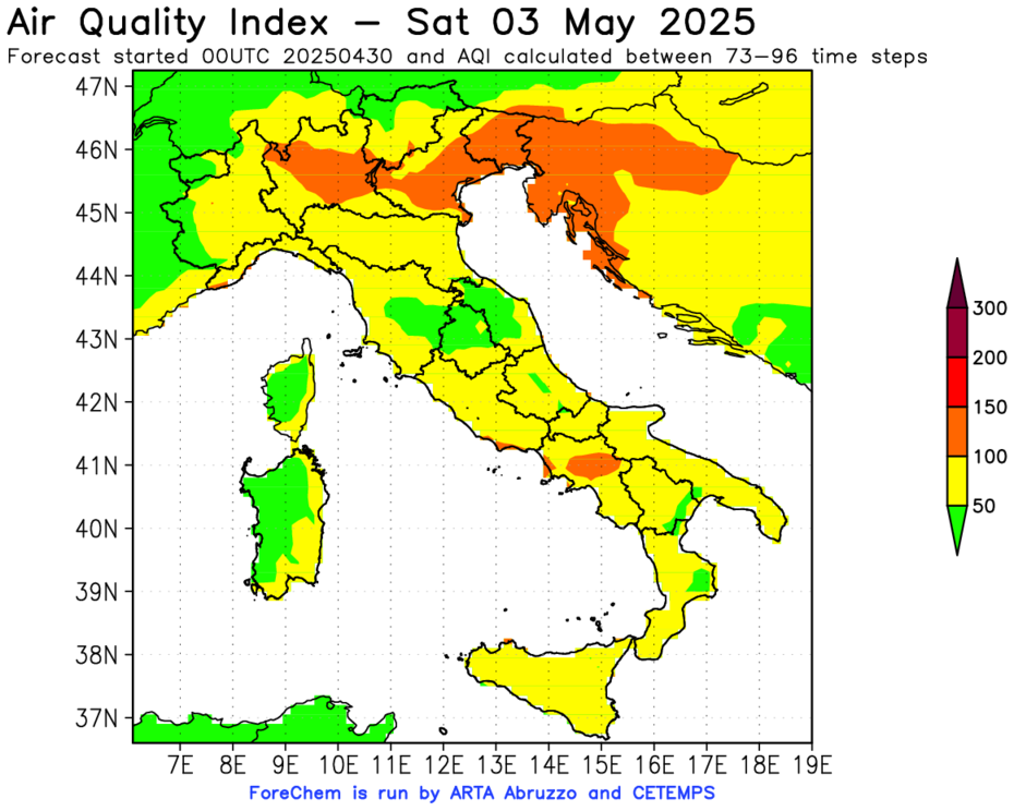 Previsione qualità dell'aria per dopodomani