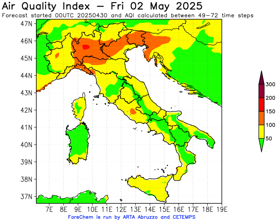 Previsione qualità dell'aria per domani